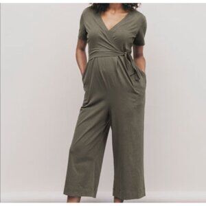Boob Womens Organic Cotton Maternity Jumpsuit Olive Green Medium EUC
